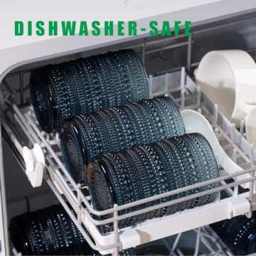 AWWAOOAWW Highball Hobnail Drinking Glasses Set of 6,14 oz Vintage Glasses Drinking set,Glassware Set for Beer, Whiskey, Juice, Cocktail, Milk，Dishwasher Safe，Gift box packaging（Dark blue）