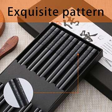 10 Pairs Fiberglass Chopsticks, Reusable Alloy Chop Sticks Non-slip Chopsticks, Dishwasher, 9 1/2 In...