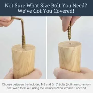 Ash Wood Furniture Legs With Gold Caps - Mid Century Feet For Sofa, Chair, Table, Dresser, Bed, Cabinet, Ottoman - Wood Leg Risers, Easy Install & Includes Installation Hardware - Set of 4, 4 Inches