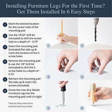 Ash Wood Furniture Legs With Gold Caps - Mid Century Feet For Sofa, Chair, Table, Dresser, Bed, Cabinet, Ottoman - Wood Leg Risers, Easy Install & Includes Installation Hardware - Set of 4, 4 Inches