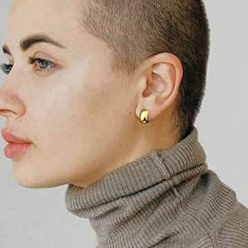 Gold Huggie Hoops: Small Chunky Hypoallergenic Earrings