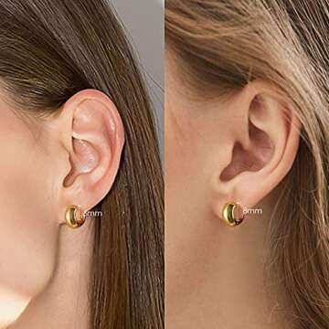 Gold Huggie Hoops: Small Chunky Hypoallergenic Earrings