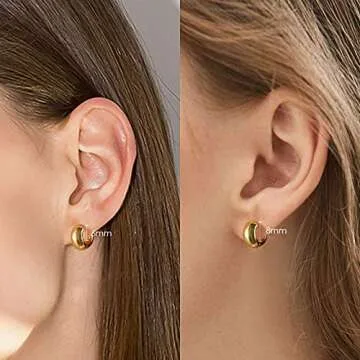 Gold Huggie Hoops: Small Chunky Hypoallergenic Earrings