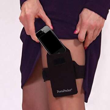 PortaPocket Combo Kit, Hands Free Carry Case for Cell Phones & More/Travel Wallet System/for Fitness/Walking/Exercise. Works on Arm/Leg. Pocket Slides Off to Work on Your own Belt, Too. Black