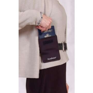 PortaPocket Combo Kit, Hands Free Carry Case for Cell Phones & More/Travel Wallet System/for Fitness/Walking/Exercise. Works on Arm/Leg. Pocket Slides Off to Work on Your own Belt, Too. Black