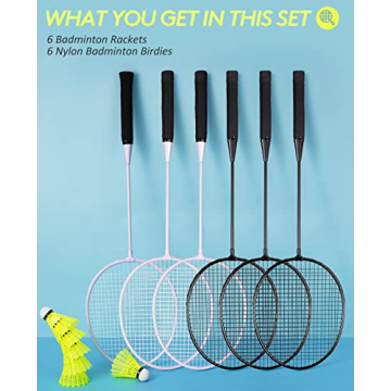 AboveGenius Badminton Set with 6 Rackets and Shuttlecocks