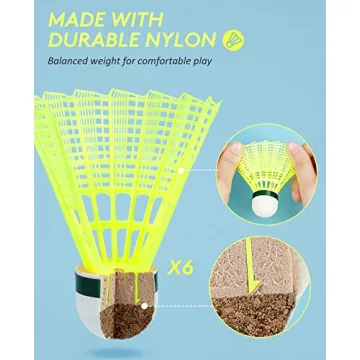 AboveGenius Badminton Set with 6 Rackets and Shuttlecocks