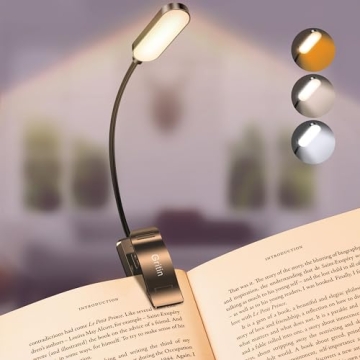 Gritin 16 LED Rechargeable Book Light for Reading in Bed- Eye Caring 3 Color Temperatures, Stepless ...