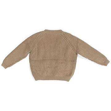 Afunbaby Baby Boys Knit Cardigan Sweater Warm Thick Pocket Sweatshirt Winter Clothes for Toddler Infant (Khaki Sweater Coat,12-18 Months)