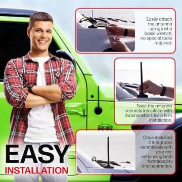 Short Rubber Antenna for Jeep Wrangler & Gladiator