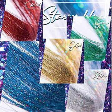 Hair Tinsel, Hair Tinsel Kit with Tools, Tinsel Hair Extensions, 12 Colors 2400 Strands Fairy Hair Tinsel Heat Resistant 47 Inch Hair Glitter
