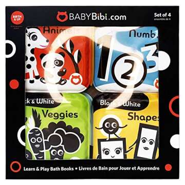 Floating Baby Bath Books – High Contrast Black and White Waterproof Bath Books for Babies 3+ Months