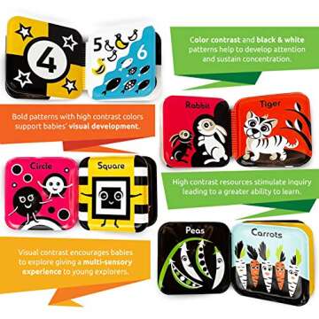 Floating Baby Bath Books – High Contrast Black and White Waterproof Bath Books for Babies 3+ Months