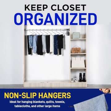 Lifemaster Metal Pants Hanger Set - 30 Pieces Elegant Non-Slip Closet Space Saving Hanger Set for Pants, Trouser, Blankets, and Jeans with Rubber Coating and Open Ended Sleek Design - Black