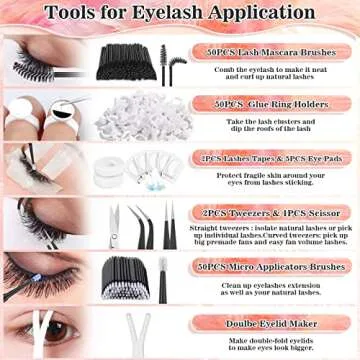 Lezmarket Eyelash Extension Kit with Lash Clusters, Lashes Fan, Glue, Remover, Brush, Clean Bottle for Lash Extension Supplies, Practice Lash Tool Kit for Eyelash Extensions Beginners