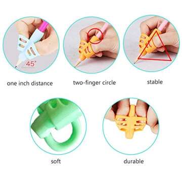 Pencil Grippers for Kids Handwriting 20Pcs Finger Grips Holder Ergonomic Writing Aid Grip Posture Correction Training Tools for Children Preschoolers Adults(6 Types)