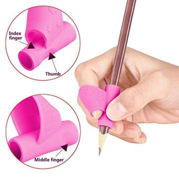Pencil Grippers for Kids Handwriting 20Pcs Finger Grips Holder Ergonomic Writing Aid Grip Posture Correction Training Tools for Children Preschoolers Adults(6 Types)