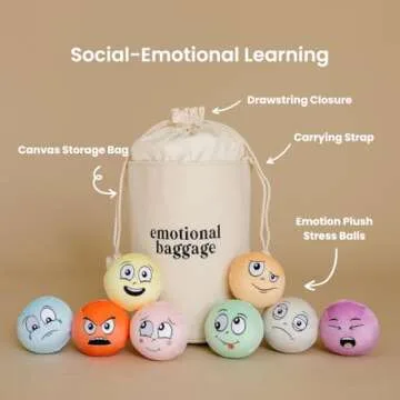 Emotional Baggage Plush Toys with Canvas Storage Bag | Plush Stress Balls | Social Emotional Learning | Emotion Toys | Toys About Feelings | Calm Corner | Stress Relief
