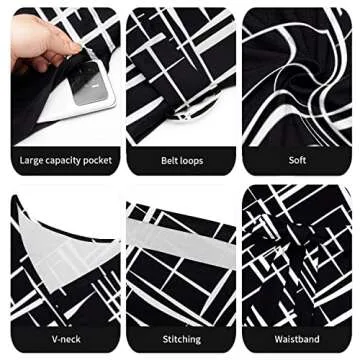 Runwind Plus Size Dress for Women - 3/4 Sleeve V Neck Printing Maxi Dresses for Women Black 6XL