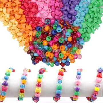GMMA 900 Pcs Pony Beads for Bracelet Plastic Beads for Jewelry Making Colourful Beads for Friendship Bracelets 6x9mm Multi-Colored Beads for DIY Bracelet Necklace Party Decoration Supplies