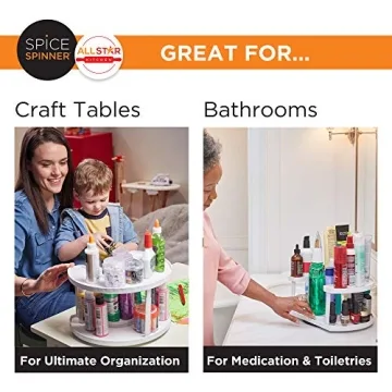 Allstar Innovations Spice Spinner Two-Tiered Spice Organizer & Holder That Saves Space, Keeps Everything Neat, Organized & Within Reach With Dual Spin Turntables- White