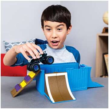 Monster Jam, Ship It & Flip It Transforming Playset with Exclusive 1:64 Scale Die-Cast Monster Jam T...