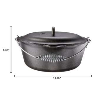 Lodge L10DO3PLT Cast Iron Dutch Oven, 7 Quart, Black