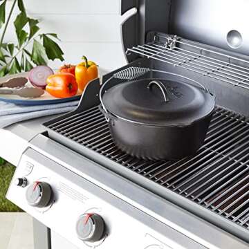 Lodge L10DO3PLT Cast Iron Dutch Oven, 7 Quart, Black