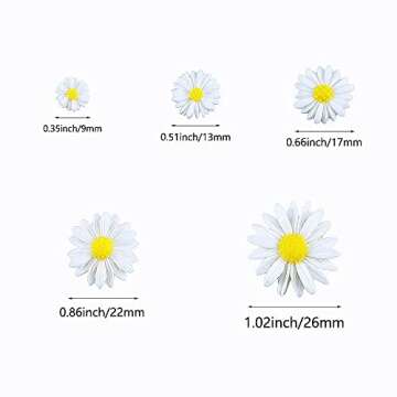 FAZHBARY 100 PCS Daisy Resin Flowers with No Holes Small Flatback Resin Charms Bulk Embellishments f...