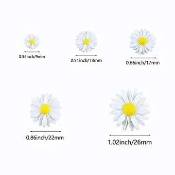 FAZHBARY 100 PCS Daisy Resin Flowers with No Holes Small Flatback Resin Charms Bulk Embellishments f...
