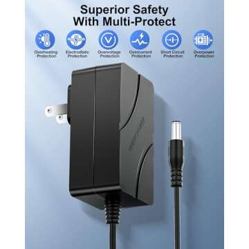 9V 2A Adapter Charger Replacement for Crosley Record Player Power Cord Compatible with Crosley Cruiser Portable Turntable Record Player CR8005A CR221CR8005C I II III Series UL Listed