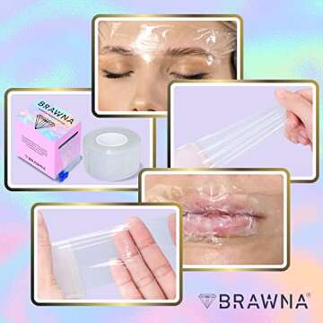 BRAWNA 1300 Ft [ 400 M ] Superior Preservative Film – Microblading Wrap for Lip Blush, Eyebrow Lamination, Tint Kit & Lash Lift – PMU Plastic Wrap & PMU Supplies - Microblading Kit - 1 Pack- Pink Box