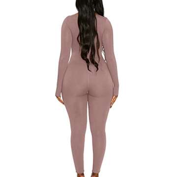Mulisky Women's Sexy Long Sleeve Bodycon Jumpsuit Rompers One Piece Outfits
