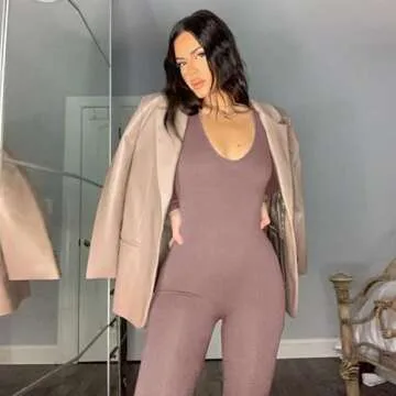 Mulisky Women's Sexy Long Sleeve Bodycon Jumpsuit Rompers One Piece Outfits