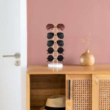 Mkono Sunglasses Organizer Glasses Holder Stand Sunglass Storage Eyeglasses Rack Metal Frame with Wo...