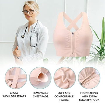 Evercute Zip Front Post-Surgery Bra for Easy Comfort