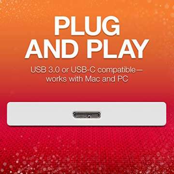 Seagate Backup Plus Ultra Touch HDD 2TB External Hard Drive – White USB-C USB 3.0, 1yr Mylio Create, 4 month Adobe Creative Cloud Photography plan and Rescue Services (STHH2000402)