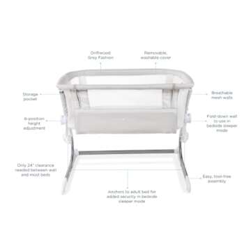 Baby Delight Beside Me Dreamer Bassinet | Bedside Sleeper | 6-Position Height Adjustment | Driftwood...