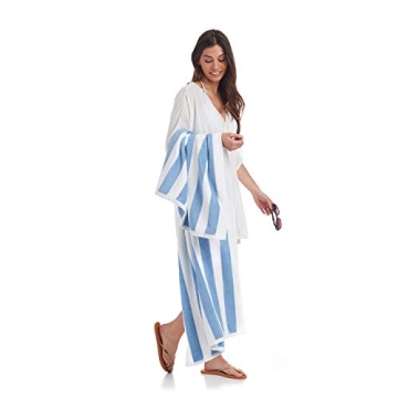 Soft Sky Blue Cabana Stripe Beach Towels for All
