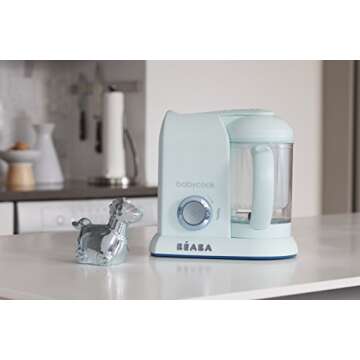 BEABA Babycook Solo 4 in 1 Baby Food Maker Baby Food Processor Baby Food Blender, Baby Food Steamer, Homemade Baby Food, Make Fresh Healthy Baby Food at Home, Large 4.5 Cup Capacity, Blueberry