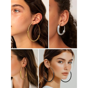 Stylish Big Hoop Earrings Lightweight Gold Plated Collection
