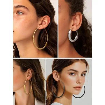 Stylish Big Hoop Earrings Lightweight Gold Plated Collection