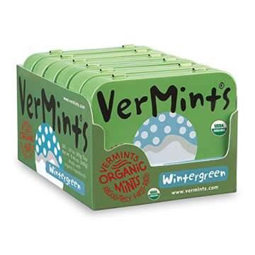 Organic Breath Mints by VerMints, Wintergreen Flavor, All Natural, Non-GMO, Nut Free, Gluten Free, V...