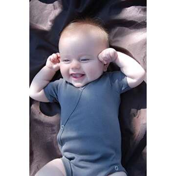 L'ovedbaby Unisex-Baby Newborn Organic Short-Sleeve Kimono Bodysuit, Gray, 3/6 Months
