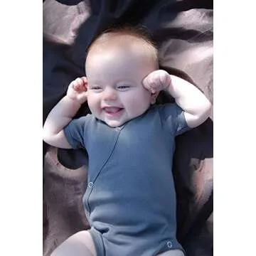 L'ovedbaby Unisex-Baby Newborn Organic Short-Sleeve Kimono Bodysuit, Gray, 3/6 Months