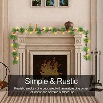 6ft PROWREATH Christmas Garland with Lights for Home Decor