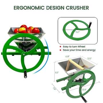 Fruit and Apple Crusher - 7L Stainless Steel Manual Juicer Grinder, Fruit Scratter Pulper for Wine a...