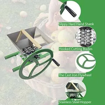 Fruit and Apple Crusher - 7L Stainless Steel Manual Juicer Grinder, Fruit Scratter Pulper for Wine and Cider Pressing