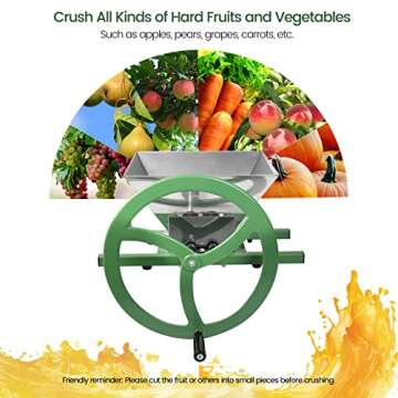 Fruit and Apple Crusher - 7L Stainless Steel Manual Juicer Grinder, Fruit Scratter Pulper for Wine and Cider Pressing