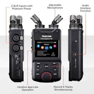 TASCAM Portacapture X6 32-bit Float Portable Audio Recorder, Field Recorder for Video, Music, Podcast, Voice, Podcasting